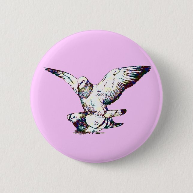 Pigeons Mating 6 Cm Round Badge (Front)