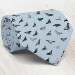 Pigeons Neck Tie<br><div class="desc">A fun pigeon pattern on a blue background. Perfect for bird fanciers,  pigeon racers or anyone else who loves these characterful creatures.  Original art by Nic Squirrell.</div>