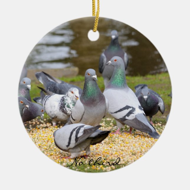 pigeons, No third Ceramic Tree Decoration (Front)