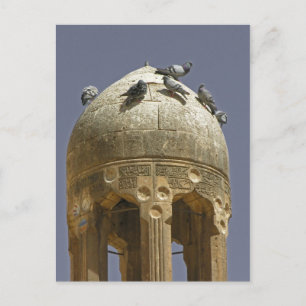 Pigeons on a minaret postcard