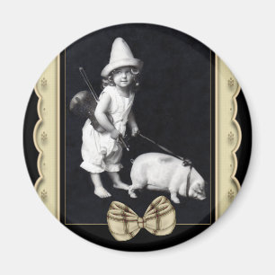 Piggy and I Vintage Photography Fridge Magnet