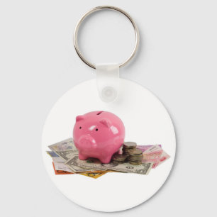 Piggy bank and money key ring