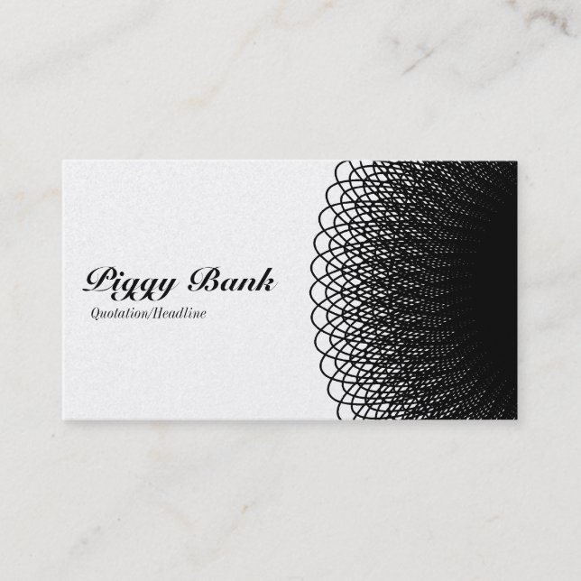 Piggy Bank - Black and White (Gold) Business Card (Front)