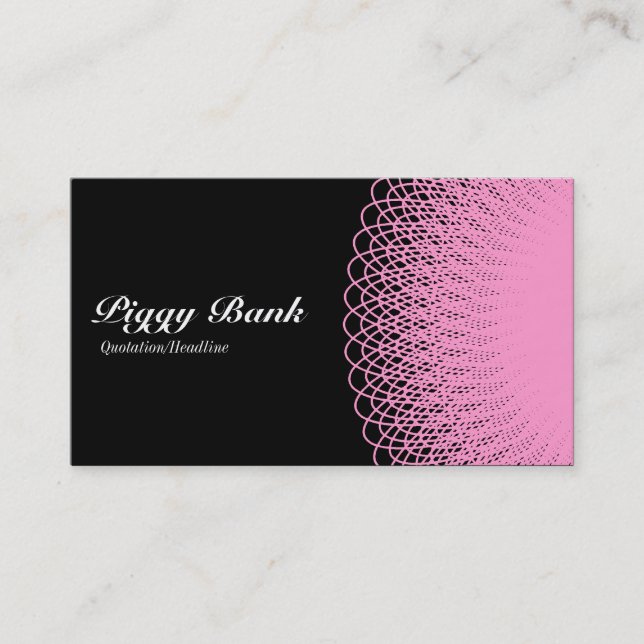 Piggy Bank - Pink on Black Business Card (Front)