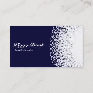 Piggy Bank - White on Deep Blue 000033 Business Card