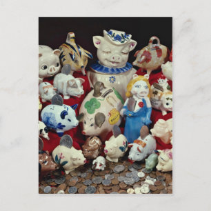 Piggy banks for kids postcard