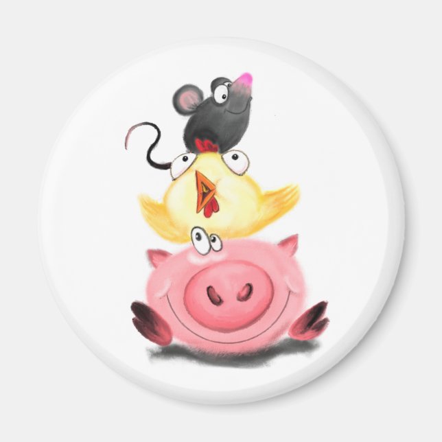 Piggy Chick and Mouse Friends Magnet Fun (Front)