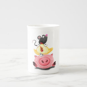 Piggy Chick and Mouse Friends Mug Fun
