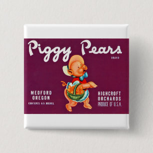 Piggy Pears 15 Cm Square Badge