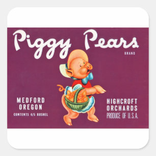 Piggy Pears Square Sticker