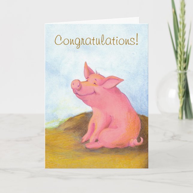 Piggy Pinkles / Congratulations Greeting Card (Front)