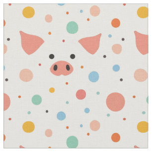 Piggy & polka dots fabric