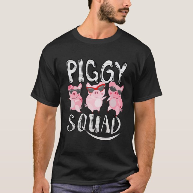 Piggy Squad Cute Pig Farmer Animal Lovers Funny Fa T-Shirt (Front)