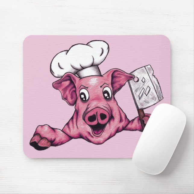 Piggy The Hamicidal Maniac Cartoon Pig Chef Art Mouse Pad (With Mouse)