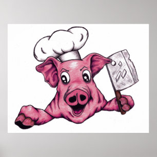 Piggy The Hamicidal Maniac Cartoon Pig Chef Art Poster