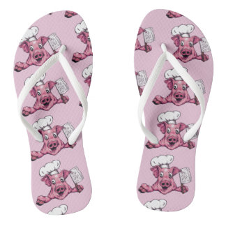 Piggy The Hamicidal Maniac Cheeky Fun Original Art Jandals