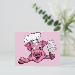 Piggy The Hamicidal Maniac Chef Pig Original Art Postcard