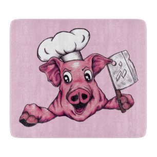 Piggy The Hamicidal Maniac Funny Chef Pig Art Cutting Board