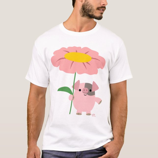 Piggy with a gift (pink) children adult T-shirt (Front)