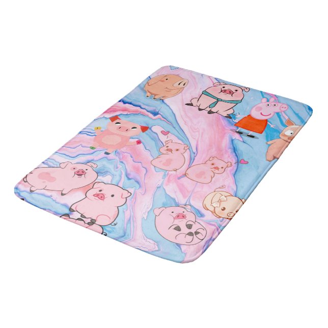 Piglet Abstract Pig Farm Animal Bath Mat (Angled)