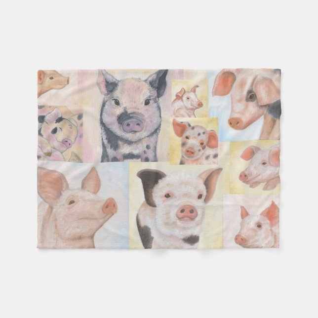 Piglet Collage fleece Blanket (Front (Horizontal))