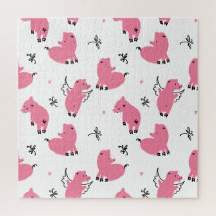 Piglet Fantasy: Whimsical Seamless Design. Jigsaw Puzzle