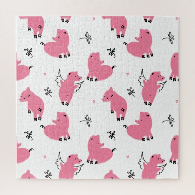 Piglet Fantasy: Whimsical Seamless Design. Jigsaw Puzzle (Vertical)
