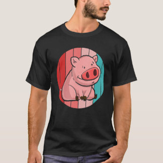 Piglet Farming Farm Animal  Farmer Retro Pig T-Shirt