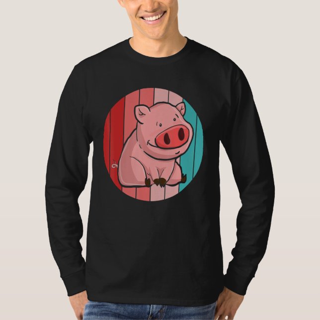 Piglet Farming Farm Animal  Farmer Retro Pig T-Shirt (Front)