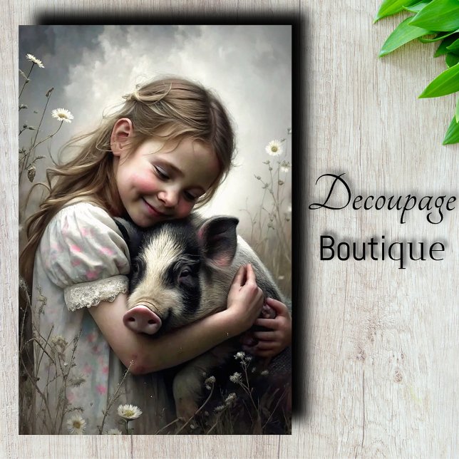 Piglet Hug Decoupage Tissue Paper (Piglet Hug Decoupage Tissue Paper)