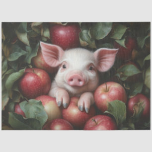 Piglet in a Pile of Apples Decoupage Tissue Paper