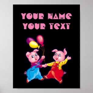 piglet pink cheerful poster