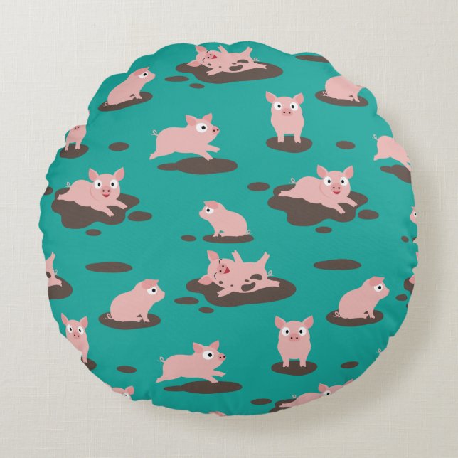 Piglets Round Pillow (Front)
