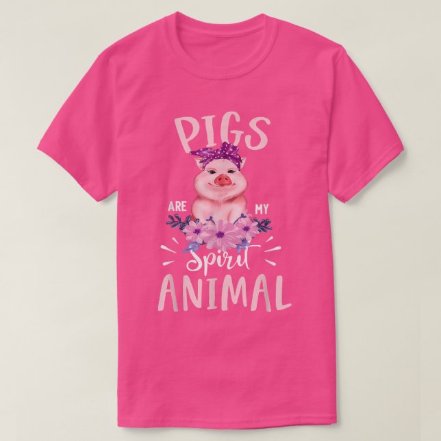 Pigs Are My Spirit Animal Funny Cute Pig - Pig Lov T-Shirt (Design Front)