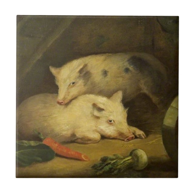 Pigs by George Morland Tile (Front)