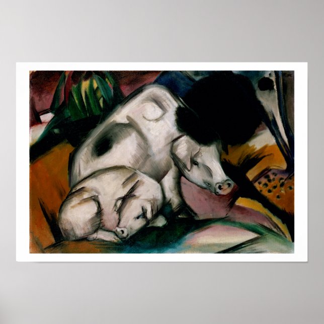 Pigs, c.1912 (oil on canvas) poster (Front)