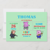 Pigs Cartoon Invitation