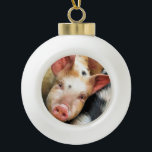 PIGS CERAMIC BALL CHRISTMAS ORNAMENT<br><div class="desc">A cute little pig just saying "Hi".</div>
