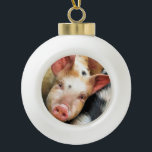 PIGS CERAMIC BALL CHRISTMAS ORNAMENT<br><div class="desc">A cute little pig just saying "Hi".</div>