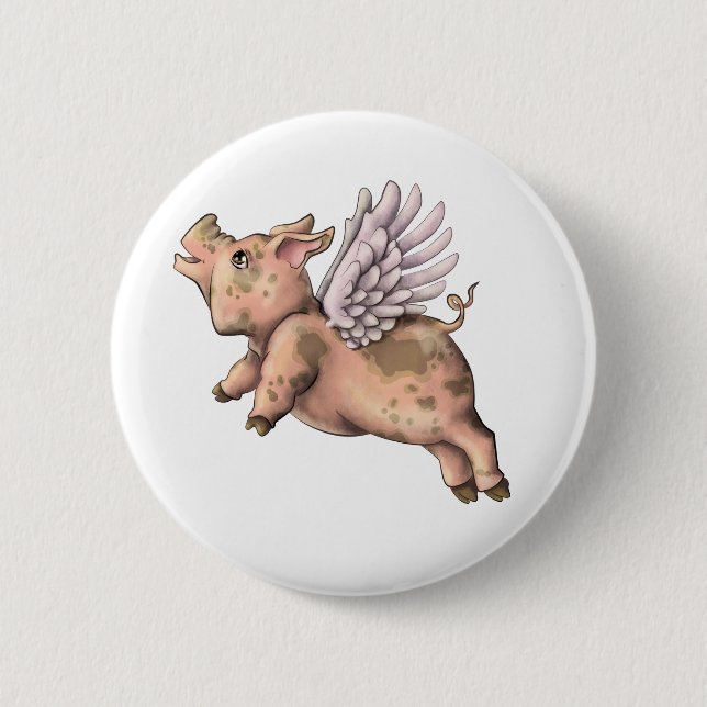 Pigs Fly 6 Cm Round Badge (Front)