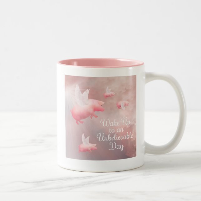 Pigs Fly-An Unbelievable Day Two-Tone Coffee Mug (Right)