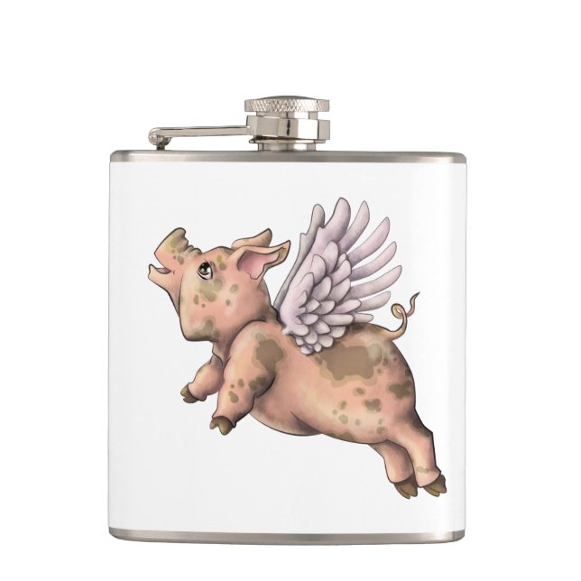 Pigs Fly Hip Flask (Front)