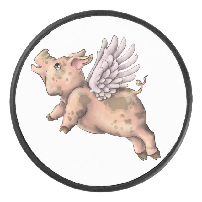 Pigs Fly Hockey Puck (Front)