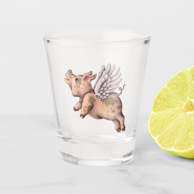 Pigs Fly Shot Glass (Front)