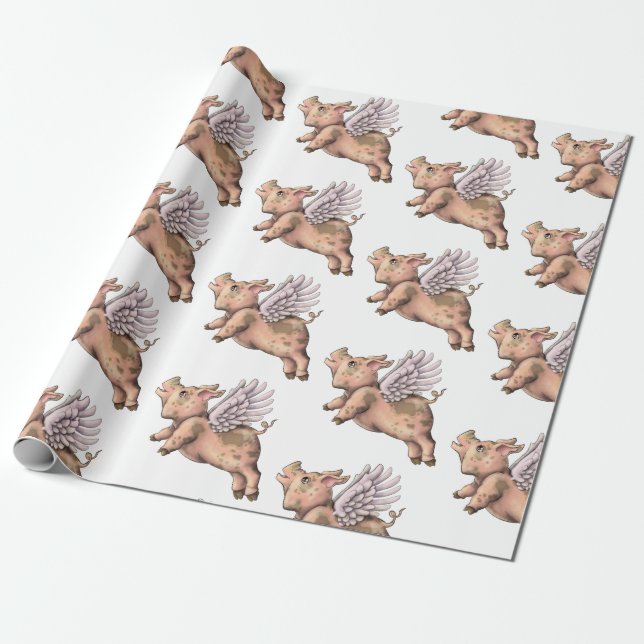 Pigs Fly Wrapping Paper (Unrolled)