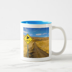 Pigs Flying Above Sign Two-Tone Coffee Mug