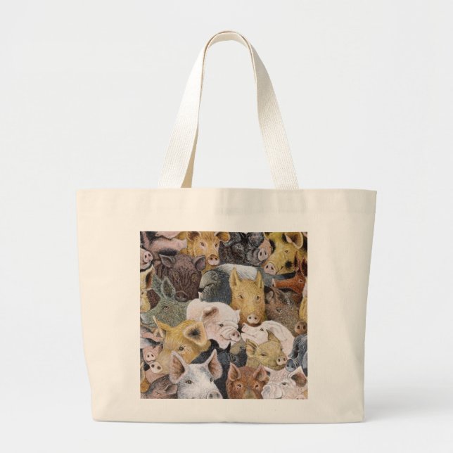 Pigs Galore Large Tote Bag (Front)
