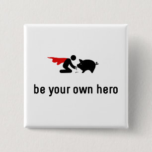 Pigs Hero 15 Cm Square Badge