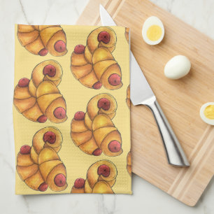 Pigs in a Blanket Crescent Roll Hot Dog Junk Food Tea Towel