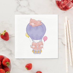 Pigs In A Hot Air Balloon Napkin